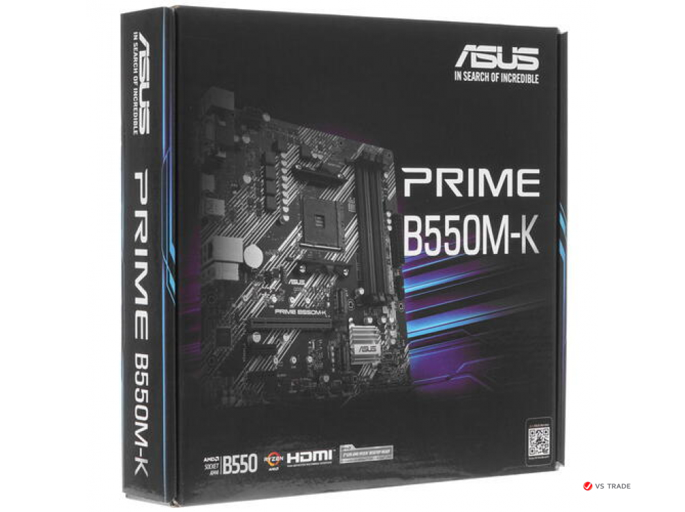 Сист. плата Asus PRIME B550M-K, B550, AM4, 4xDIMM DDR4, 1xPCI-E x16, 2xPCI-E x1, 2xM.2, 4xSATA, DVI, D Sub, HDMI, mATX