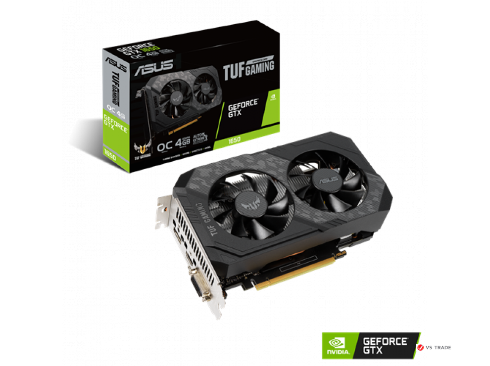 Видеокарта ASUS TUF-GTX1650-O4GD6-P-V2-GAMING, 4Gb/128bit GDDR6, HDMI, DP, DVI, HDCP, BOX