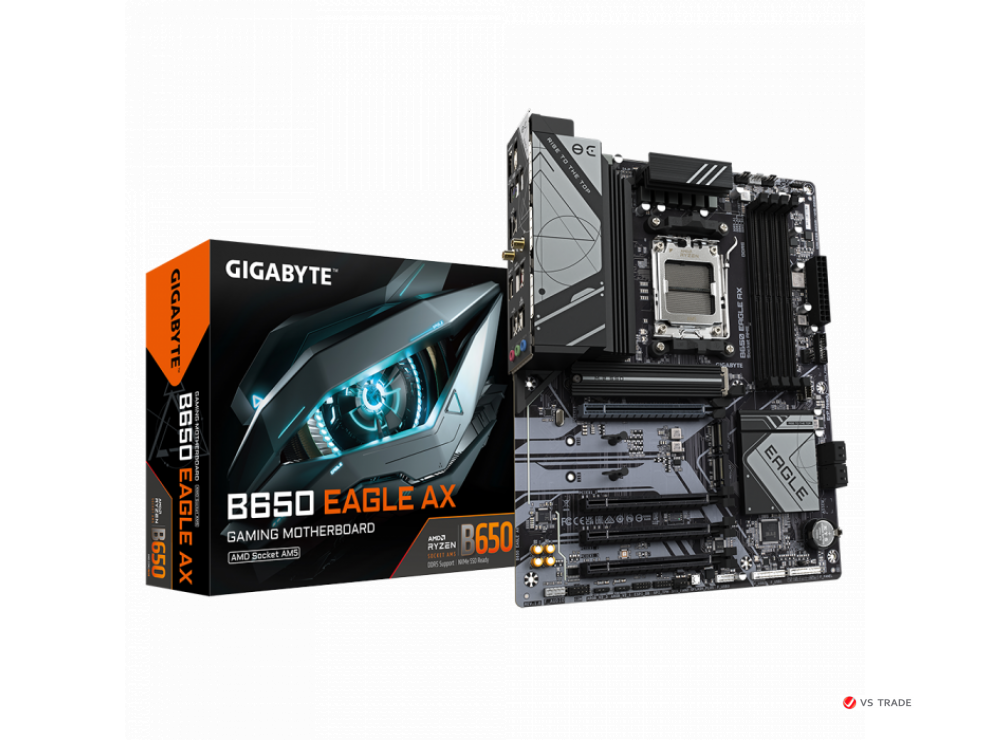 Сист.плата Gigabyte B650 EAGLE AX, B650, 4xDDR5, PCI-E4 x16, 1xPCI-E x1, 1xM.2, 6xSATA, HDMI, DPx1,Wi-Fi6E,LAN2.5GbE,BOX