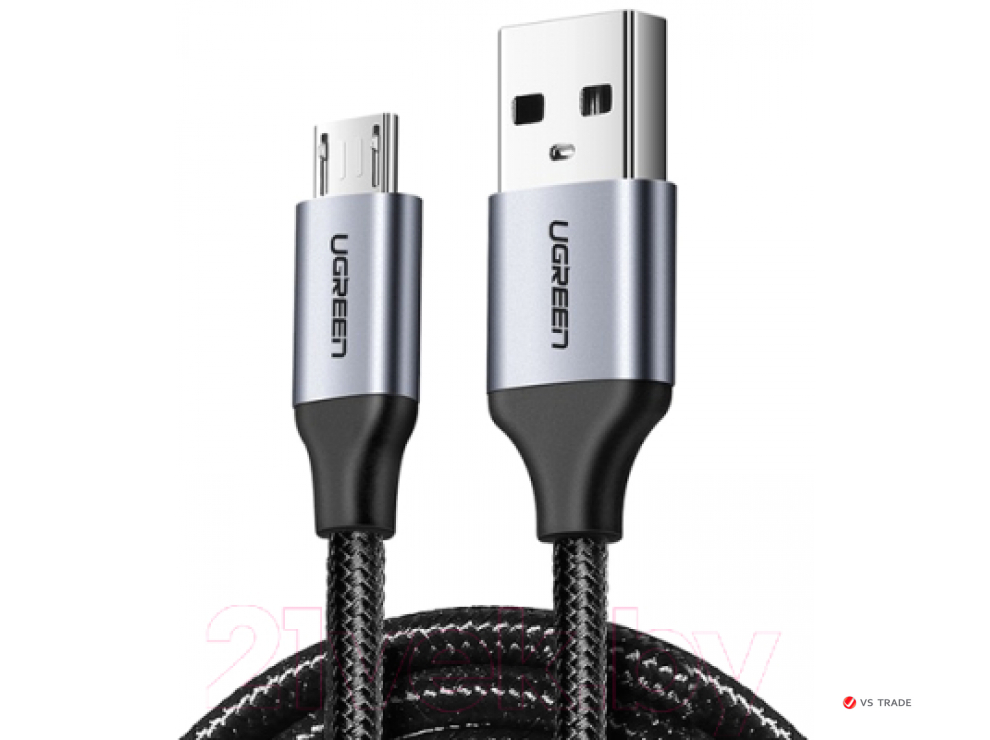 Кабель UGREEN US290 Micro USB 2.0 Cable 1M Metal/Black, 60146