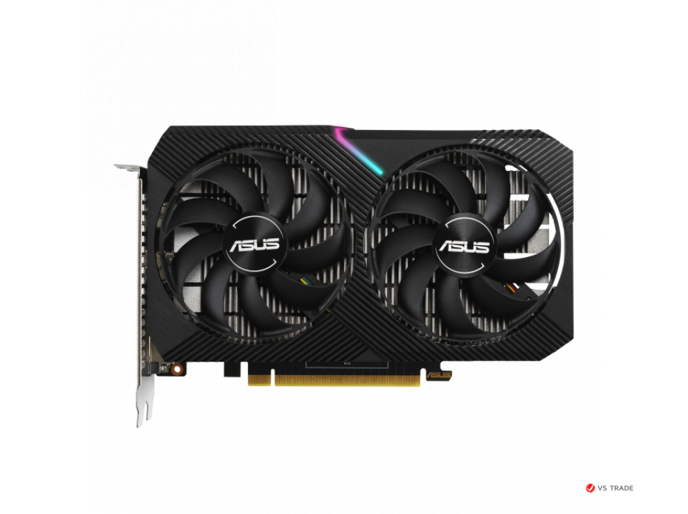 Видеокарта ASUS DUAL GTX 1650, DUAL-GTX1650-O4GD6-MINI, 4Gb/128bit GDDR6, HDMI, DP, DVI, BOX