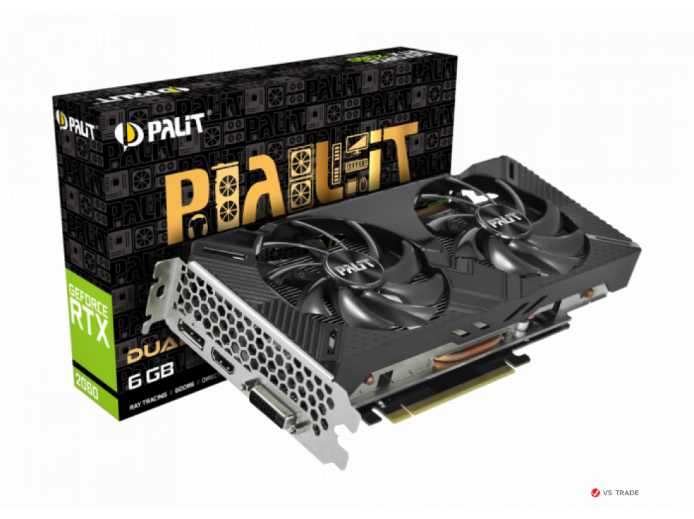 Видеокарта Palit RTX2060 DUAL 6GB GDDR6 192bit DVI, HDMI, DP, NE62060018J9-1160A-1, BOX