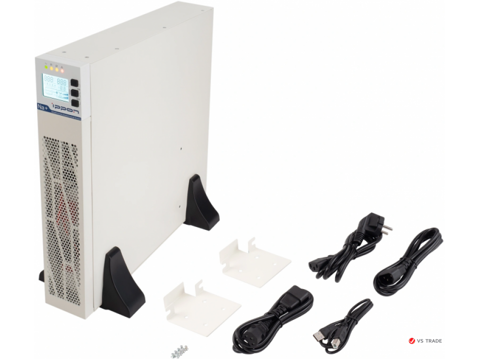 ИБП Ippon Na+ RTA 2000 2000W/Rack online/батарея 12V 4,8Ah*6/USB-B /RS-232/EPO/8 IEC/ЖК-дисплей/поддержка SNMP/Белый