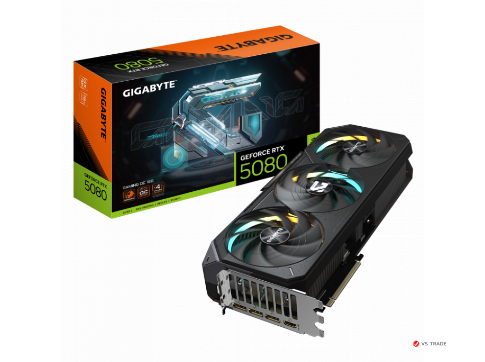 Видеокарта Gigabyte GV-N5080GAMING OC-16GD, RTX 5080 GAMING OC, 16G GDDR7, 256bit, HDMI, DP, BOX