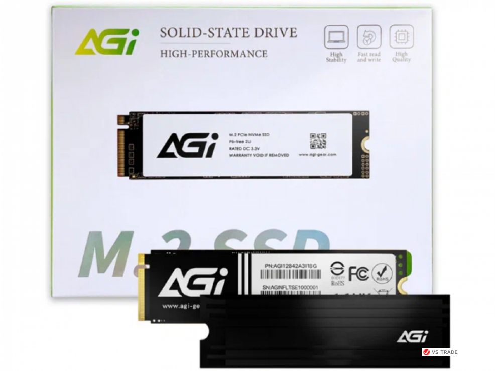 Твердотельный накопитель AGI AI828 1Tb, M.2 2280, PCIe 4.0 x4, NVMe, M.2, Read 7400/Write 5200 Mb/s, AGI1T0G44AI828-CB