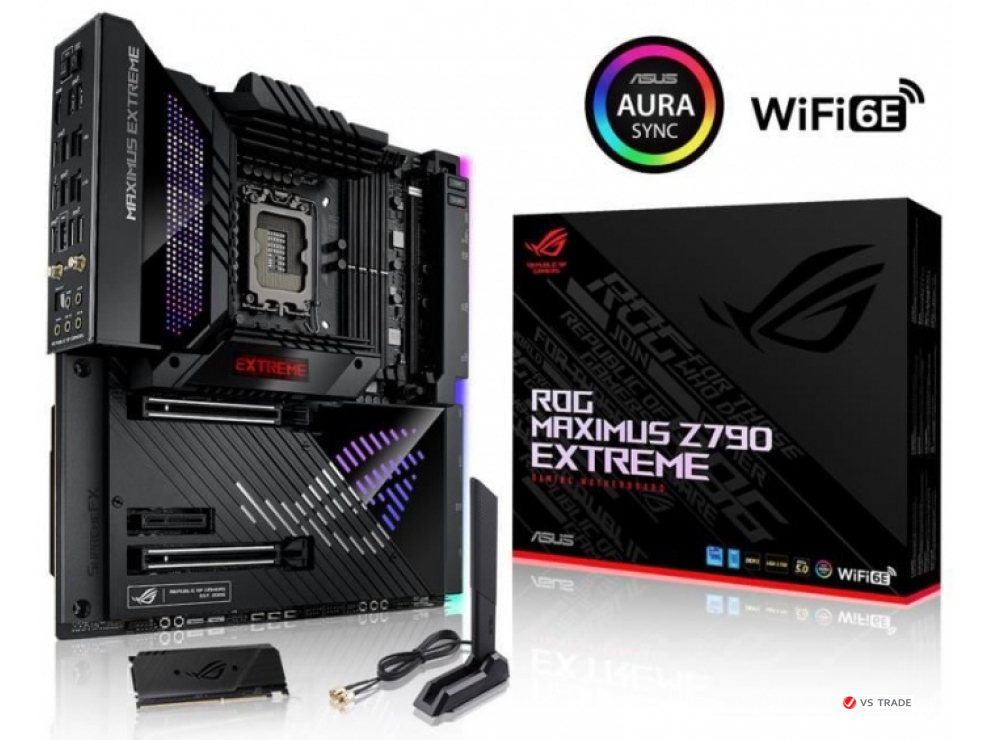 Сист. плата ASUS ROG MAXIMUS Z790 EXTREME, Z790, 1700, 4xDIMM DDR5, 2xPCI-E x16 , PCIe x1, 5xM.2, 6xSATA, HDMI, BOX