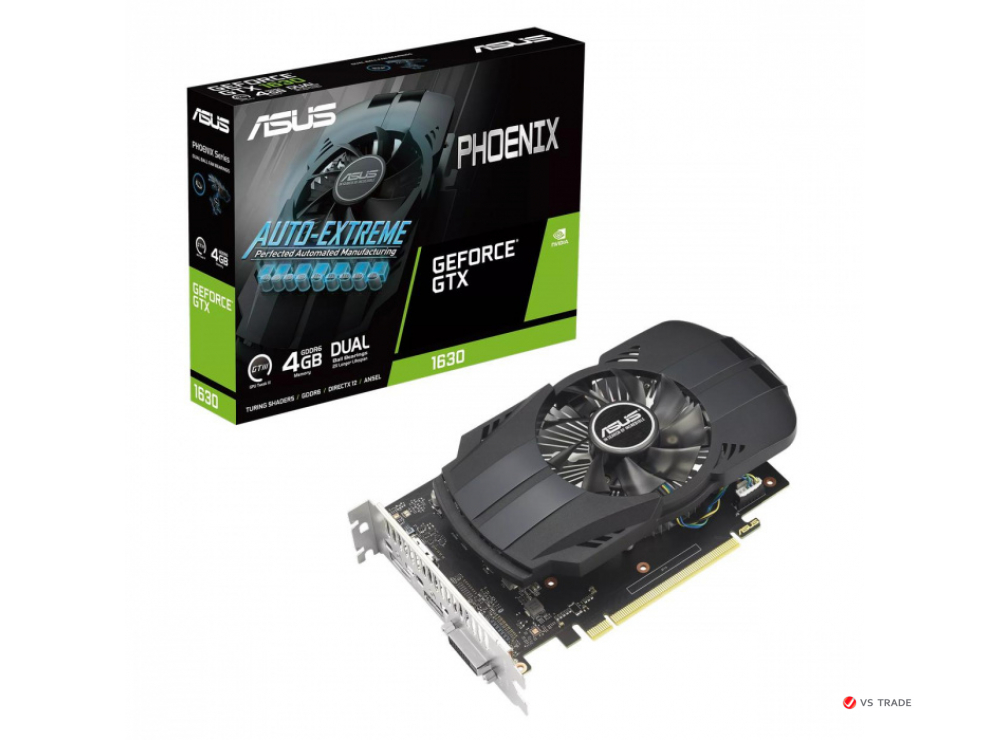 Видеокарта ASUS Phoenix GeForce GTX 1630 4GB GDDR6 EVO, 64 bit, 512 CUDA core, PCI E3.0, DVD-D, HMI, DisplayPort, BOX