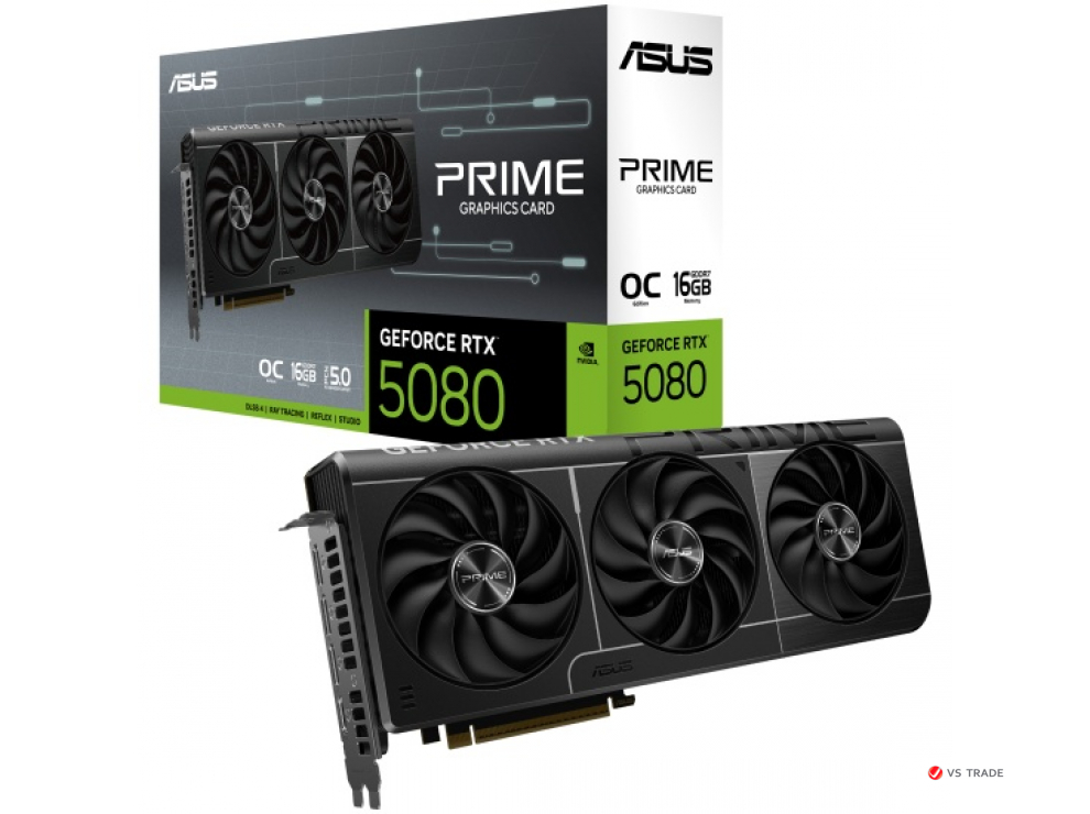 Видеокарта ASUS PRIME-RTX5080-O16G, RTX 5080, 16G OC GDDR7, 256bit, HDMI, DP, BOX