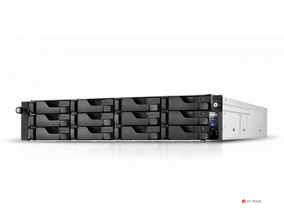Сетевое хранилище ASUSTOR AS7112RDX,  12 Bay NAS, Quad-Core 3.4GHz CPU, 4 GbE Ports, 8GB RAM DDR4, 2U + Rail
