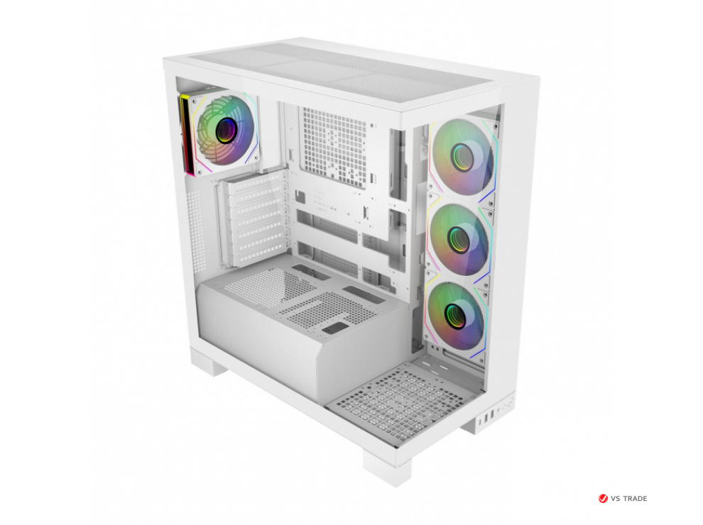 Кейс M540-WA, Panoramic ATX Mid Tower, ATX(BTF), M-ATX, Mini-ITX, USB3.0 x 2, Type-C, TG, White