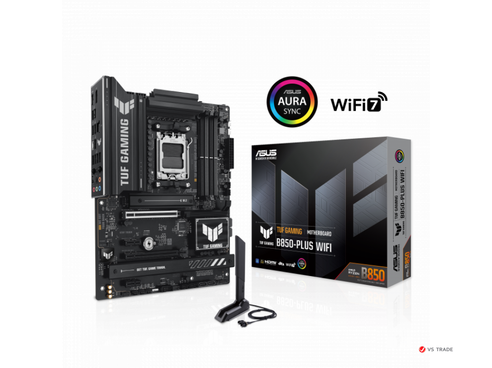 Сист.плата ASUS TUF GAMING B850-PLUS WIFI, B850, AM5, 4xDDR5, PCI-E x16, PCI-E x1, M2, SATA, DP, HDMI, WIFI7, BOX