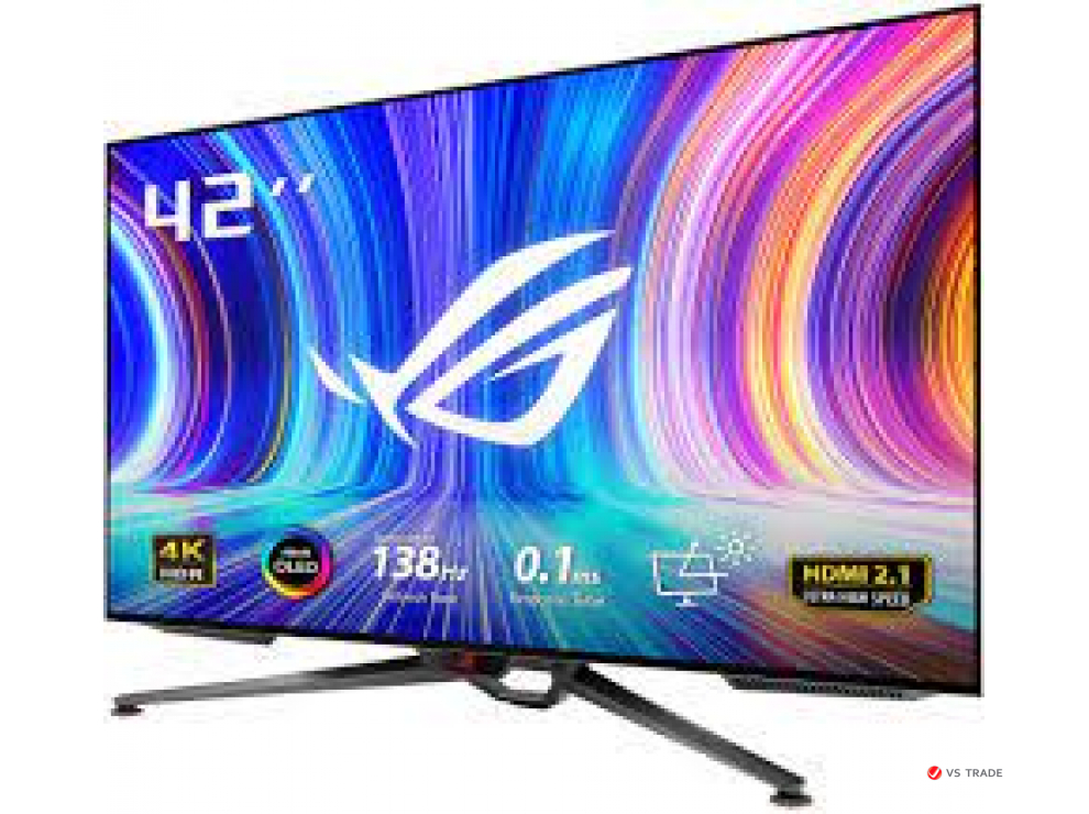 Монитор ASUS PG42UQ 41.5" OLED,16:9 UHD (3840x2160x138Hz),450cd/m2,135K:1,178/178,0.1ms,4xHDMI,DP,Sp10W,USB hub,HDR10