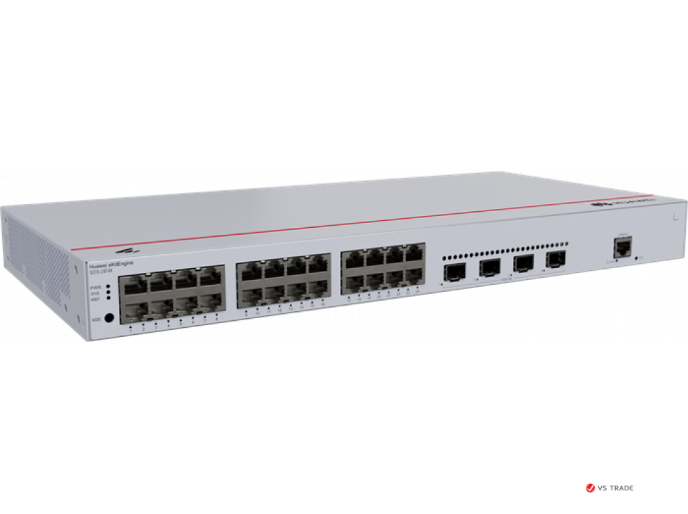 Коммутатор Huawei S310-24T4X (L2+, 24*10/100/1000BASE-T ports, 4*10GE SFP+ ports, AC power)