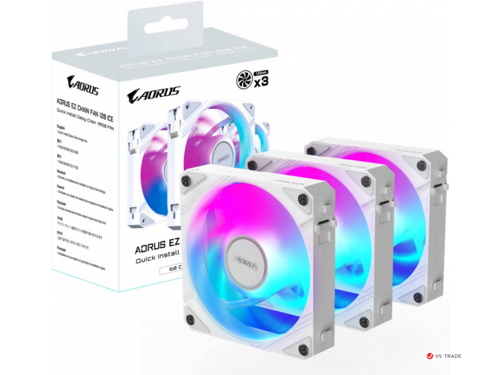 Комплект вентиляторов Gigabyte GP-ECFAN1203 ICE, WHITE