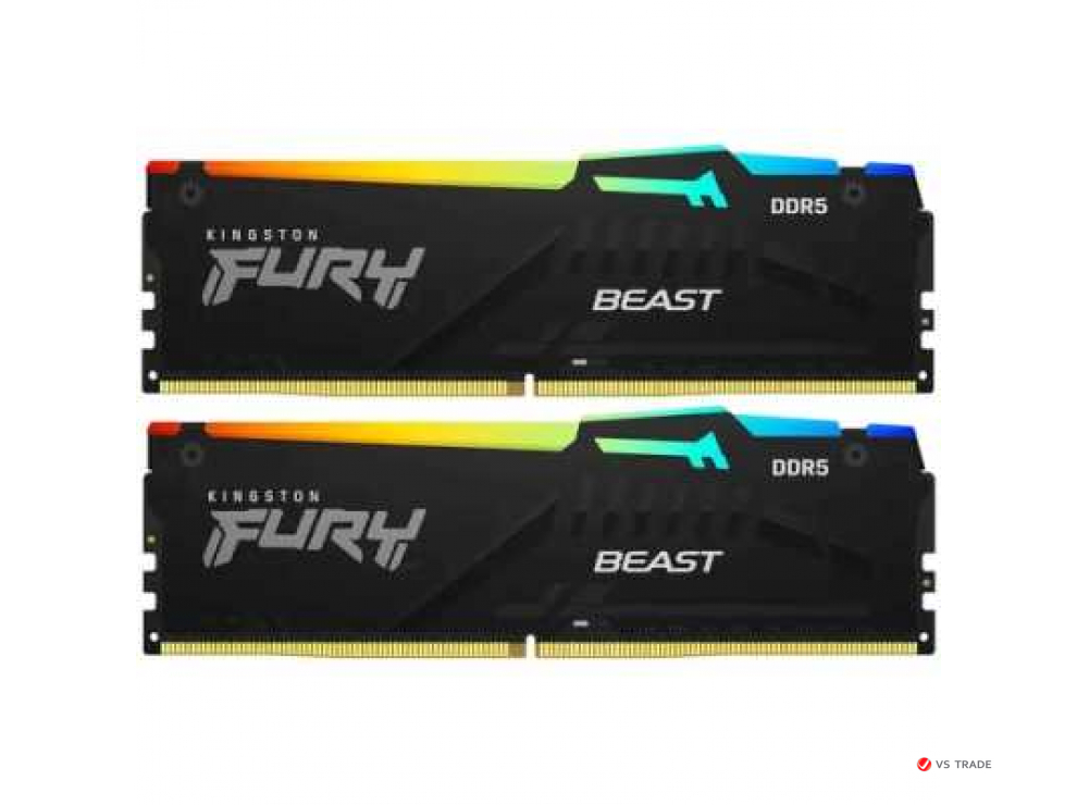 ОЗУ Kingston Fury Beast RGB,  DIMM DDR5, 64 Gb (32GB x2), 6000 МГц, CL36, 1.35 В, KF560C40BBAK2-64