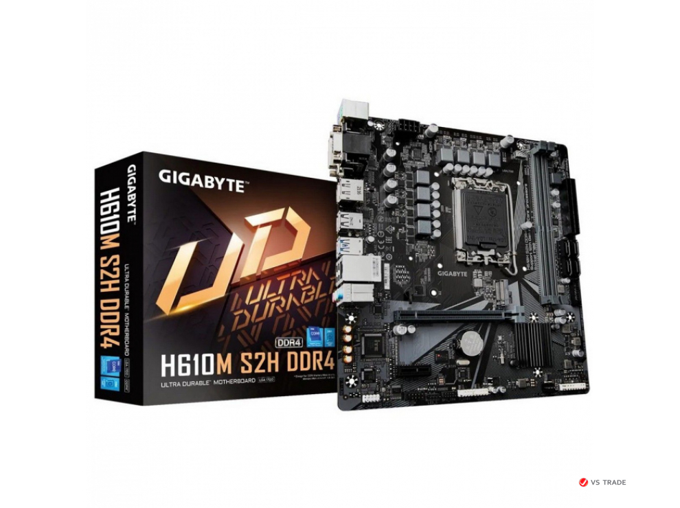 Сист.плата Gigabyte H610M S2H V3 DDR4 1.0, H610, 1700, 2xDDR4, PCI-Ex16, PCI-Ex1, M.2, 4xSATA, 2xDP, D-Sub, HDMI, BOX