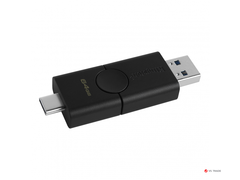 USB- Flash Kingston 64Gb, DataTraveler Duo, USB 3.2 Gen1 + Type-C, DTDE/64GB, Black