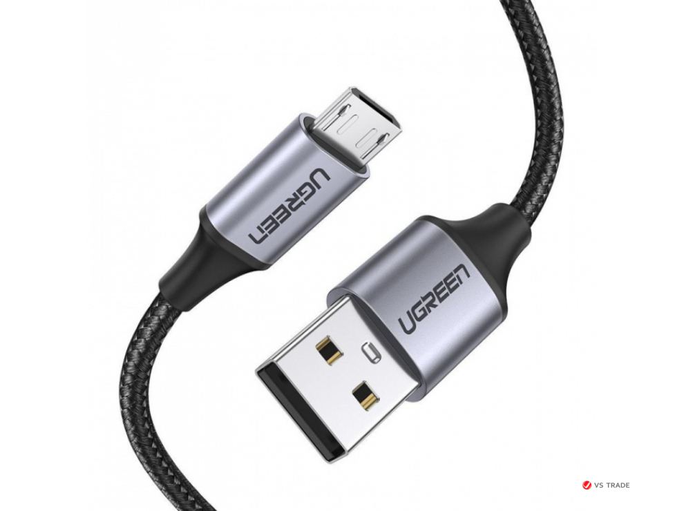 Кабель UGREEN US290 USB 2.0 A to Micro USB Cable Nickel Plating Aluminum Braid 3m (Black), 60403