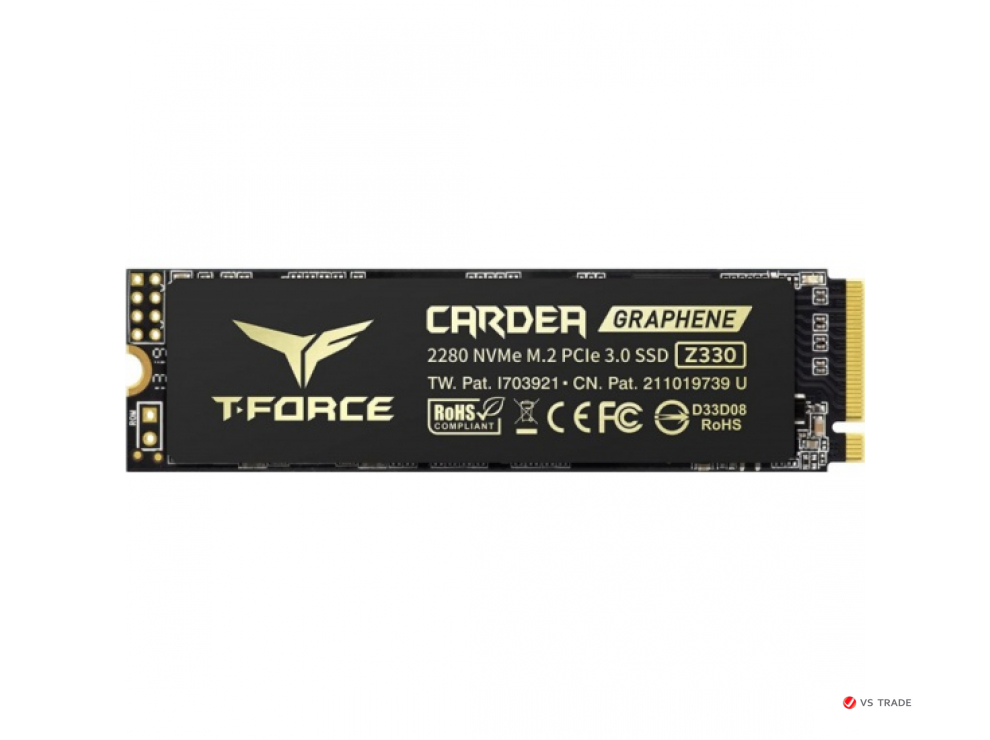 Твердотельный накопитель SSD T-FORCE M.2-2280 PCI-E Gen3x4 Z330 1TB BLACK RETAILW/HEAT STICKER TM8FP8001T0C311