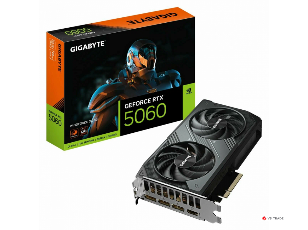 Видеокарта Gigabyte GV-N5060EAGLE OC-8GD 1.0 8Gb GDDR7, 128 Bit, HDMI, DP, BOX