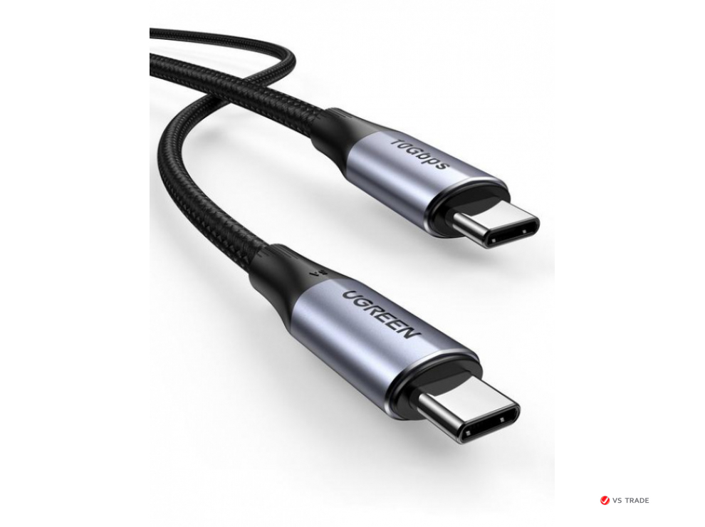 Кабель UGREEN US355 USB-C 3.1 M/M Gen2 5A Cable with Braided 1m (Black)