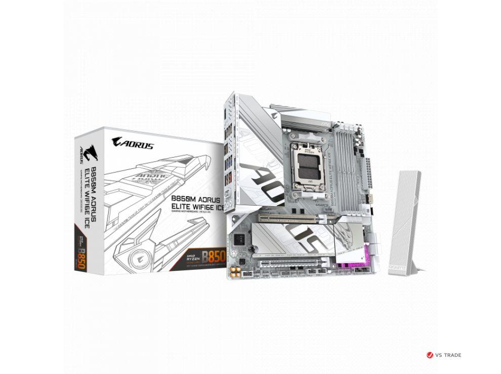 Сист.плата Gigabyte B850M A ELT WF6E ICE 1.0, B850, AM5, 4xDDR5, 2xPCI-E x16, M2, SATA, DP, fHDMI, Wi-Fi 6E, BOX