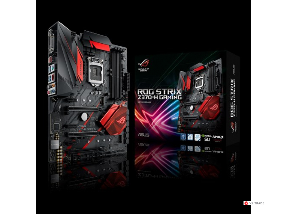 Сист. плата Asus ROG STRIX Z370-H GAMING, Z370, S1151, 4xDIMM DDR4, 3xPCI-E x16, 3xPCI-E x1, 2xM.2, HDMI, DVI-D, ATX