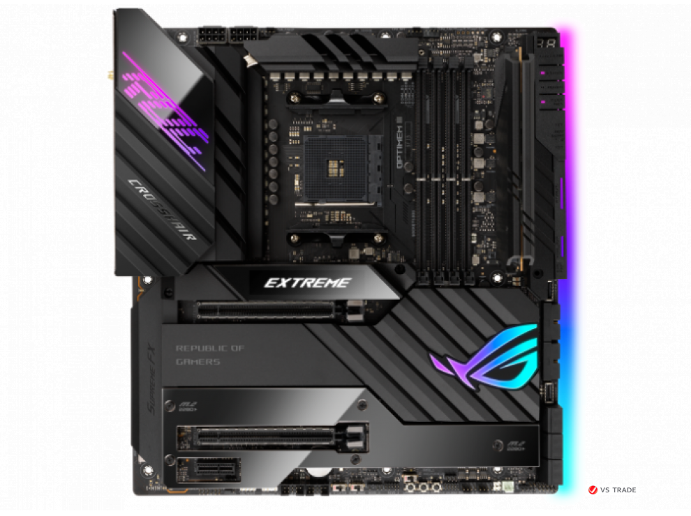 Сист. плата ROG CROSSHAIR VIII EXTREME, X570, 1200, 4xDIMM DDR4, 2xPCI-E x16, PCI-Ex1, M.2, 6xSATA, 2xThunderB, WIFI,BOX