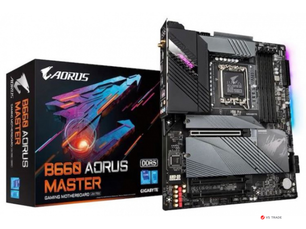 Сист. плата Gigabyte B660 AORUS MASTER, B660, 1700, 4xDIMM DDR5, 3xPCI-E x16, 3xM.2, 4xSATA, HDMI, DP, WIFI6 ax, BOX