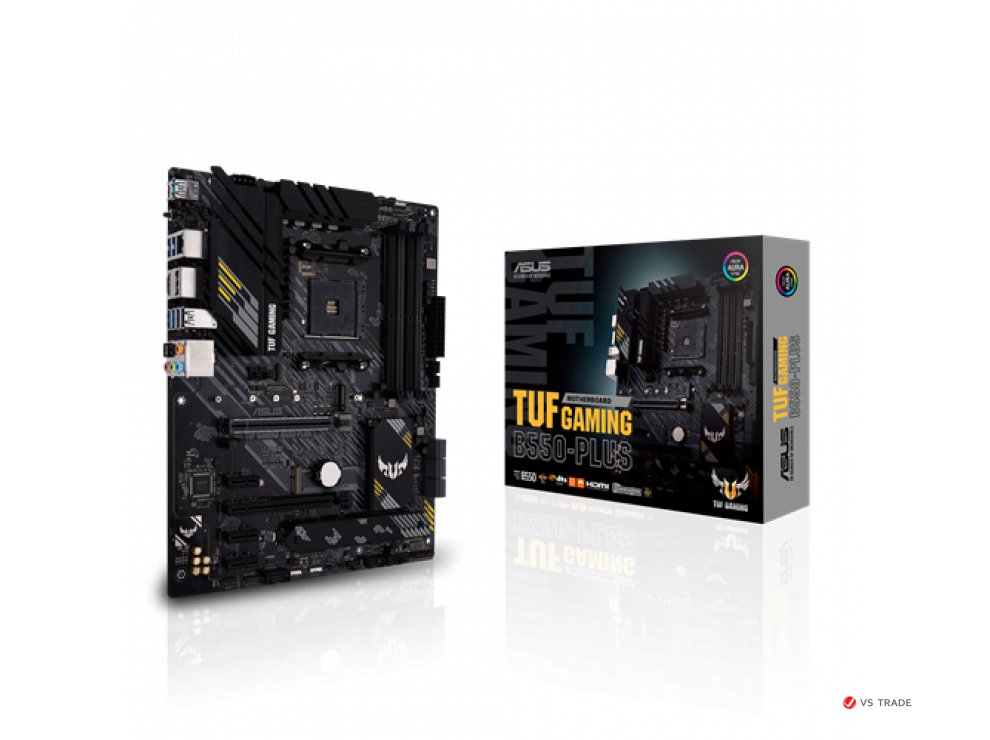 Сист. плата ASUS TUF GAMING B550-PLUS, B550, AM4, 4xDIMM DDR4, 2xPCI-E x16, 2xM.2, 6xSATA, DP, HDMI, ATX