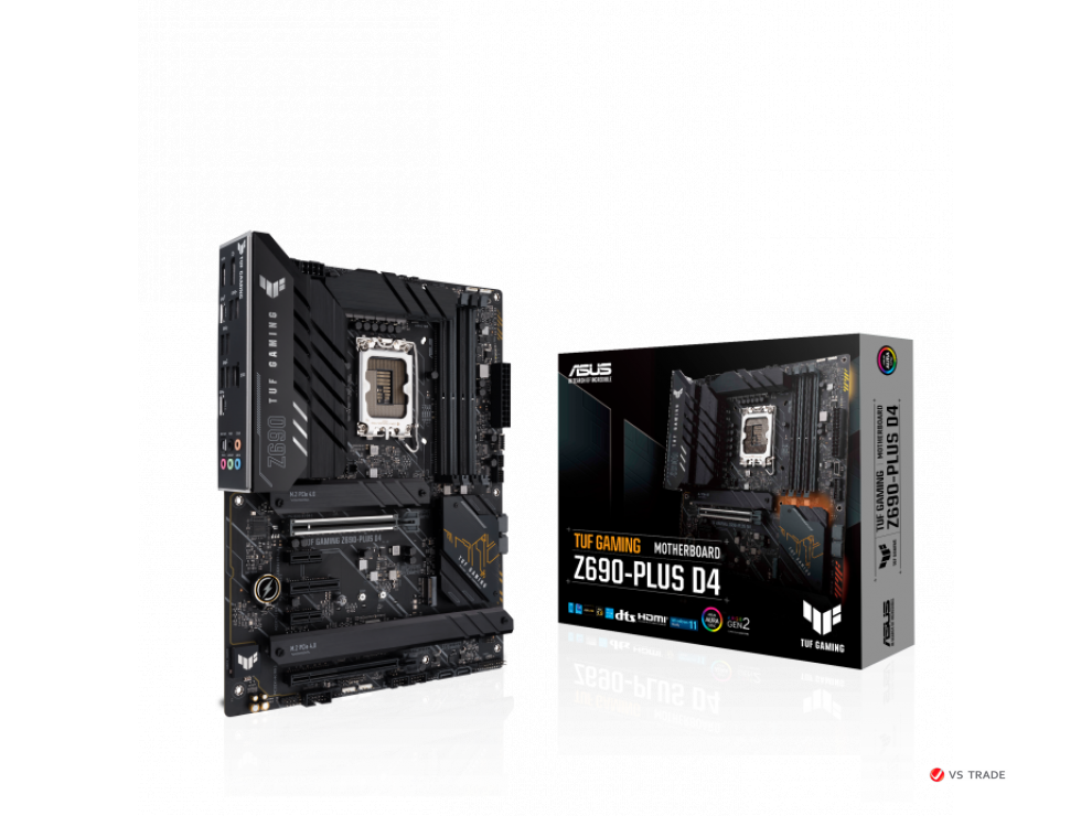 Сист. плата ASUS TUF GAMING Z690-PLUS D4, Z690, 1700, 4xDIMM DDR4, 2xPCI-E x16, 2xPCI-E x1, PCI-Ex4, M.2, SATA,HDMI