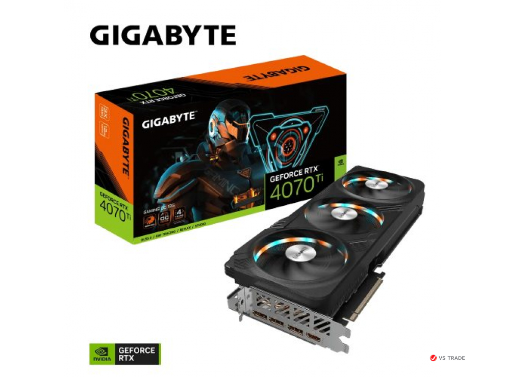 Видеокарта Gigabyte GV-N407TGAMING OC-12GD, 12Gb GDDR6X, 192bit, HDMI, DP, BOX