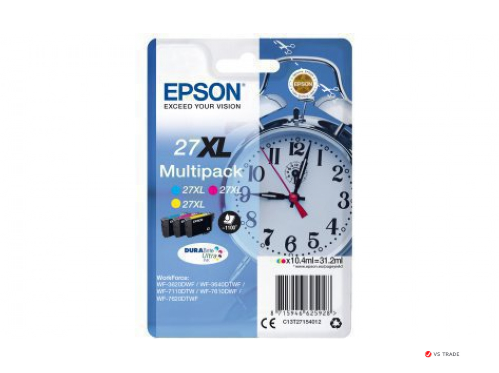 Картридж струйный Epson C13T27154022 Multipack 3-colour 27XL DURABrite Ultra Ink for WF7110/7610/7620