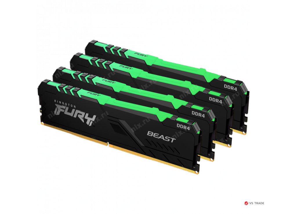 ОЗУ Kingston Fury Beast RGB 128Gb (32x4) 3600MHz DDR4 DIMM, CL18, 1.35v,  KF436C18BBAK4/128