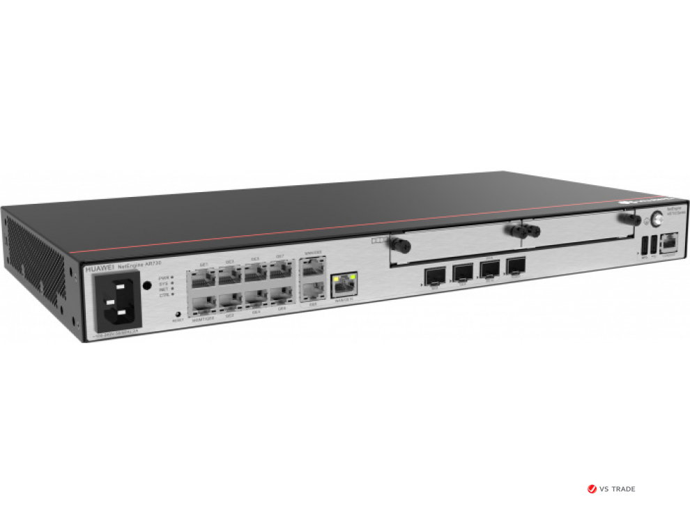 Маршрутизатор Huawei AR730 (2xGE combo WAN, 1xSFP+ WAN, 8xGE LAN, 1xGE combo LAN, 2xUSB, 2xSIC, 1200 users, 4Gbps)