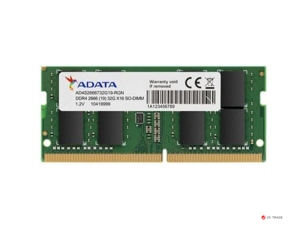 ОЗУ для ноутбука ADATA 8Gb/3200MHz DDR4 SO-DIMM, CL22, 1.2v, AD4S32008G22-RGN