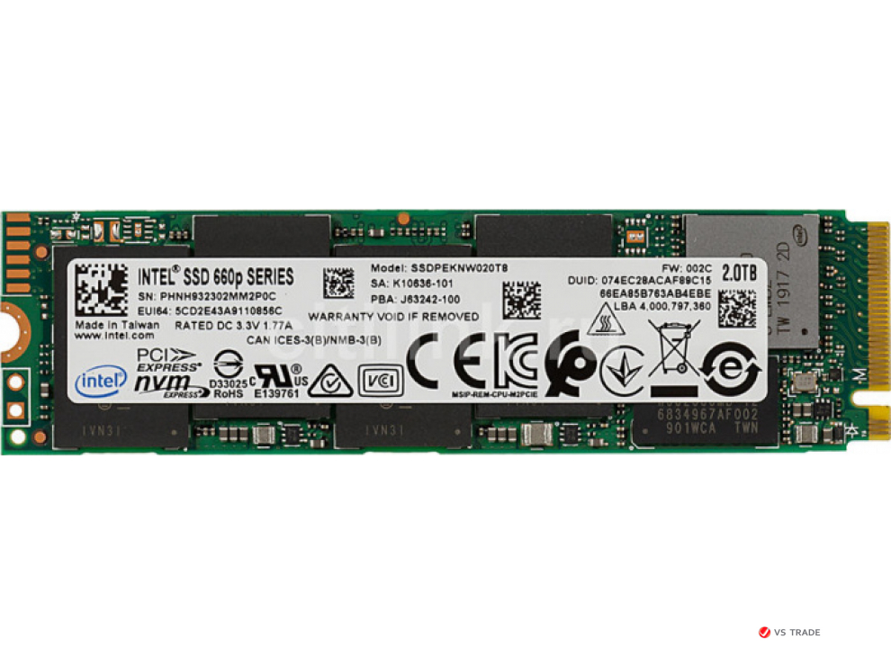 Твердотельный накопитель SSDPEKNW020T8X1, 2Tb, M2 2280, read 1800/write 1800