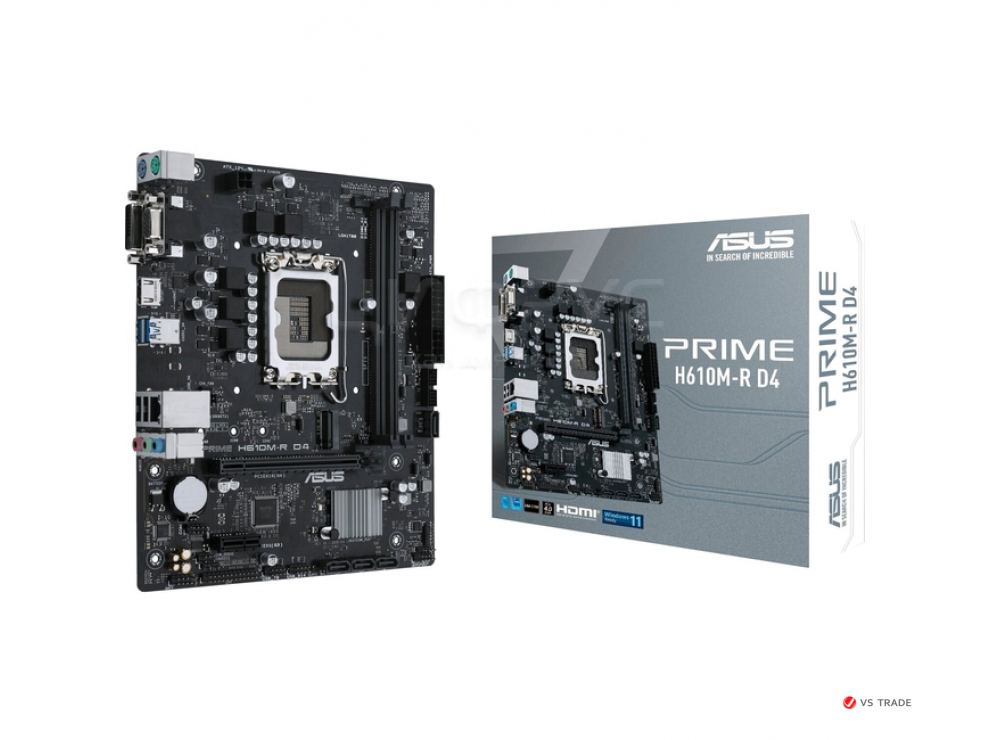 Сист.плата ASUS PRIME H610M-R-SI, 1700, 2xDDR5, PCI-E x16, M.2, 4xSATA, DP, HDMI, D-Sub, BOX