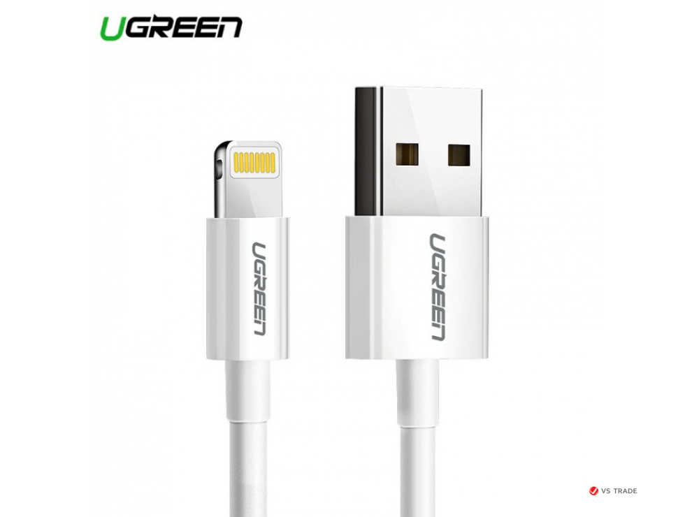 Кабель Ugreen US155 Lightning To USB 2.0 A Male Cable/White 1M, 20728