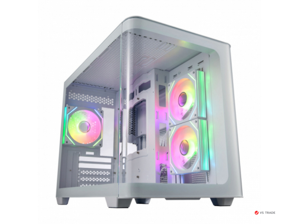 Корпус FSP S380-WA, Mid-Tower, M-ATX, Mini-ITX, USB 3.2 Gen 1 Type-A,USB 3.2 Gen 1 Type-C,ARGB вентиляторы,3x120мм,белый