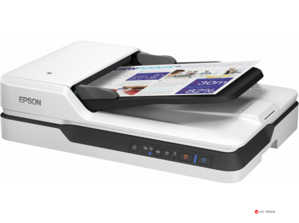 Сканер планшетный Epson WorkForce DS-1660W, А4,  25 стр./мин / 10 изобр./мин, CIS, USB, WIFI