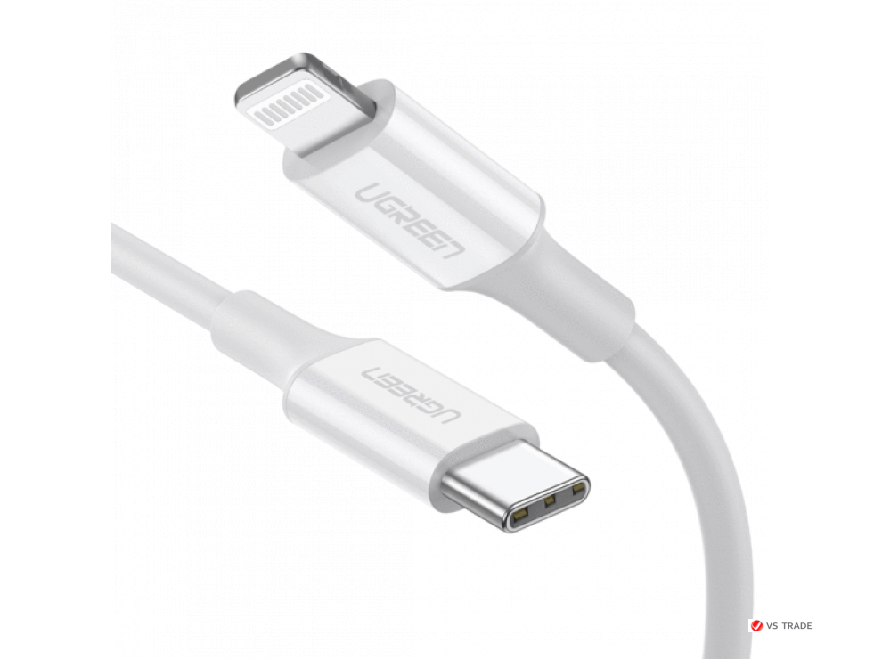 Кабель Ugreen US171 Lightning To Type-C 2.0 Male Cable White 1M, 10493