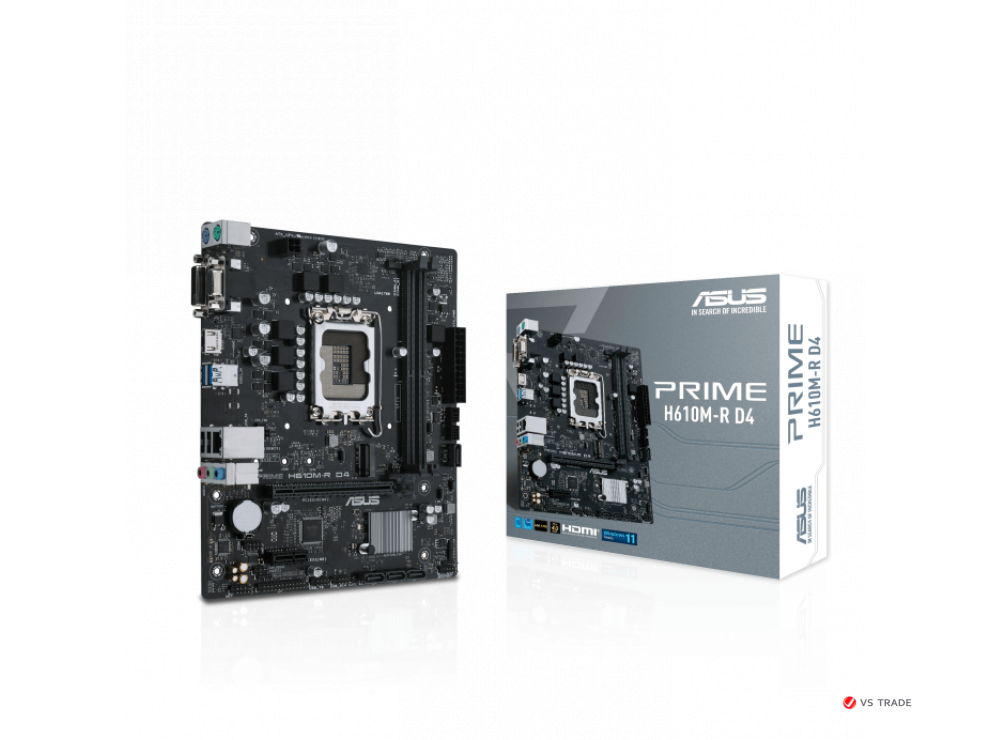 Сист. плата ASUS PRIME H610M-R D4-SI, 1700, 2xDDR4, PCI-E x16, M.2, 4xSATA, DVI-D, HDMI, D-Sub, BOX