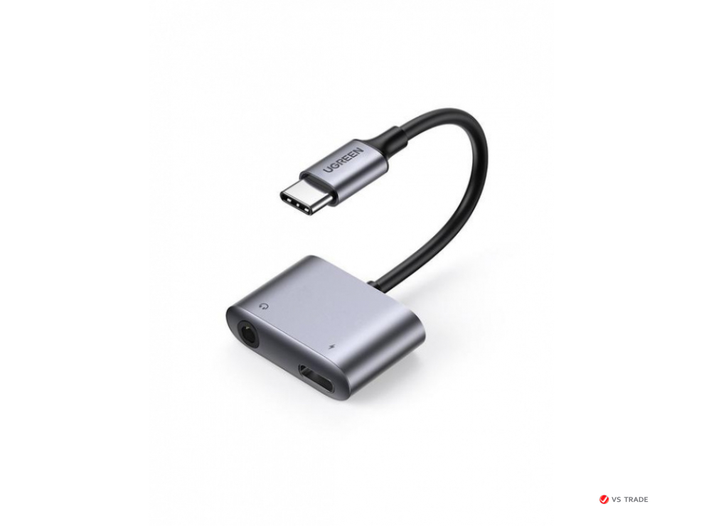 Адаптер Ugreen CM231 Type C Male To 3.5mm Audio+ Type C Female Adapter With Chip, 60164