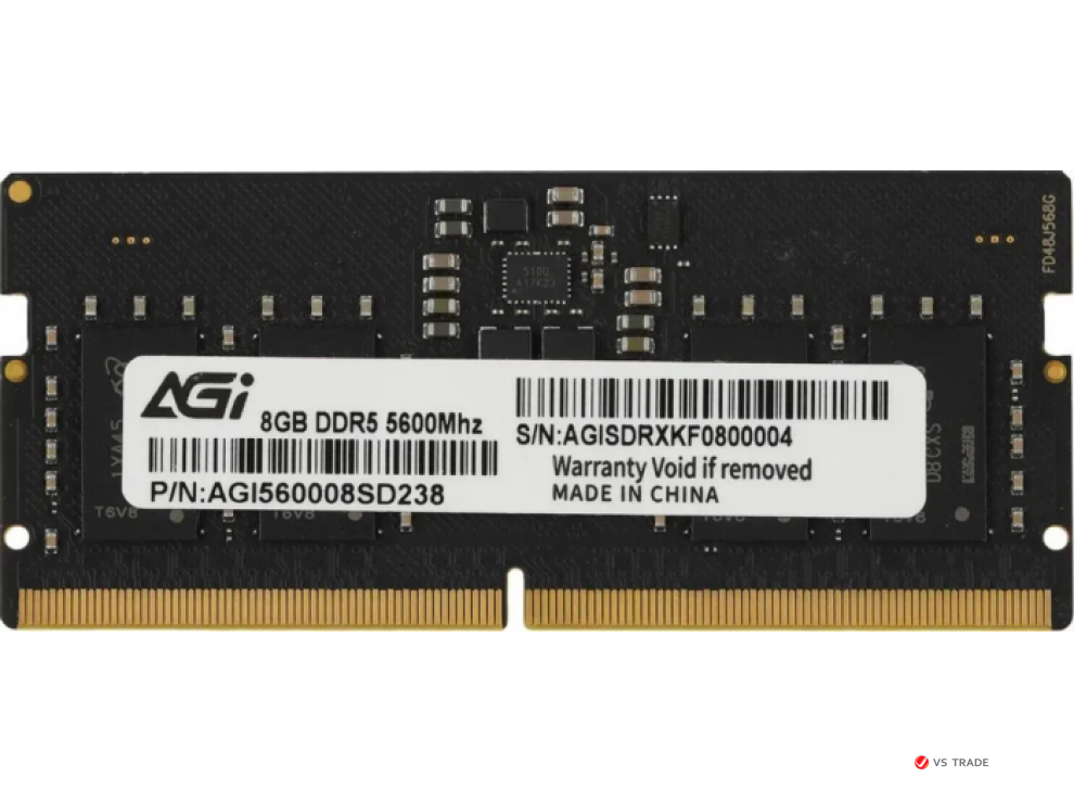 ОЗУ AGI SODIMM 8Gb DDR5, 5600MT/s, CL40, 1.1v, AGI560008SD238-ST