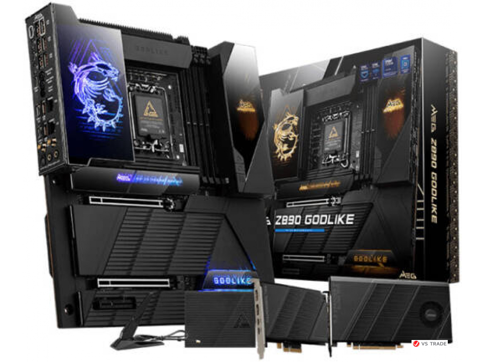 Сист.плата MSI MEG Z890 GODLIKE, Z890, LGA1851, 4xDDR5, 2xPCI-E x16, PCI-E x4, M2, SATA, Thunderbolt, 10Gb NIC,WIFI7,BOX