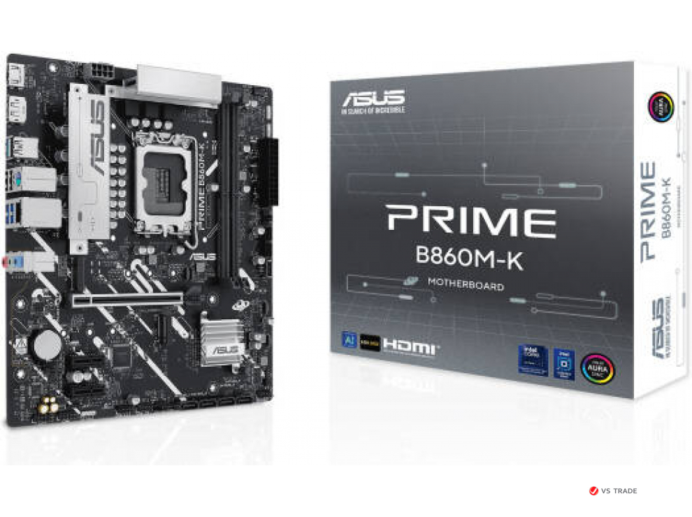 Сист.плата ASUS PRIME B860M-K, B860, 1851, 2xDDR5, PCI-E x16, 2xPCI-E x1, M2, SATA, HDMI, DP, BOX