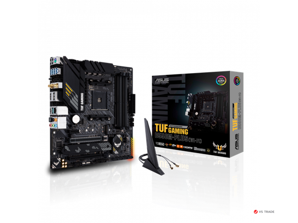 Сист. плата ASUS TUF GAMING B550M-PLUS WI FI, B550, AM4, 4xDIMM DDR4, 2xPCI-E x16, 1xPCI-E x1, 2xM.2, 4xSATA, DP, HDMI,