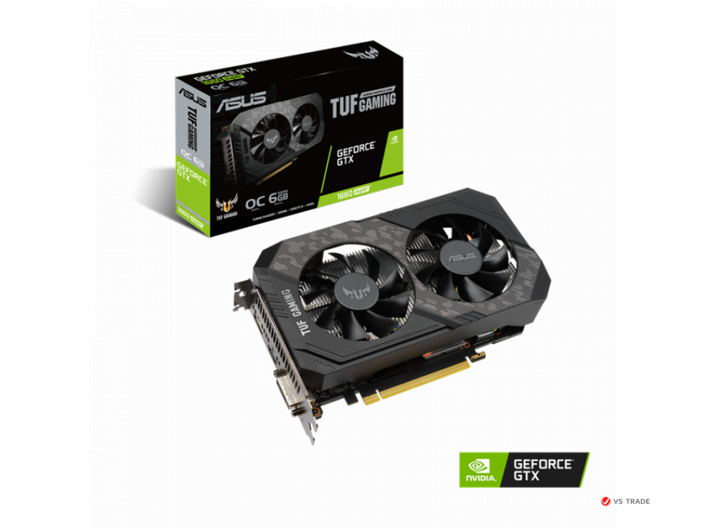 Видеокарта ASUS TUF GTX 1660S, TUF-GTX1660S-O6G-GAMING, Dual fan, 6Gb/192bit GDDR6, HDMI, DP, DVI BOX