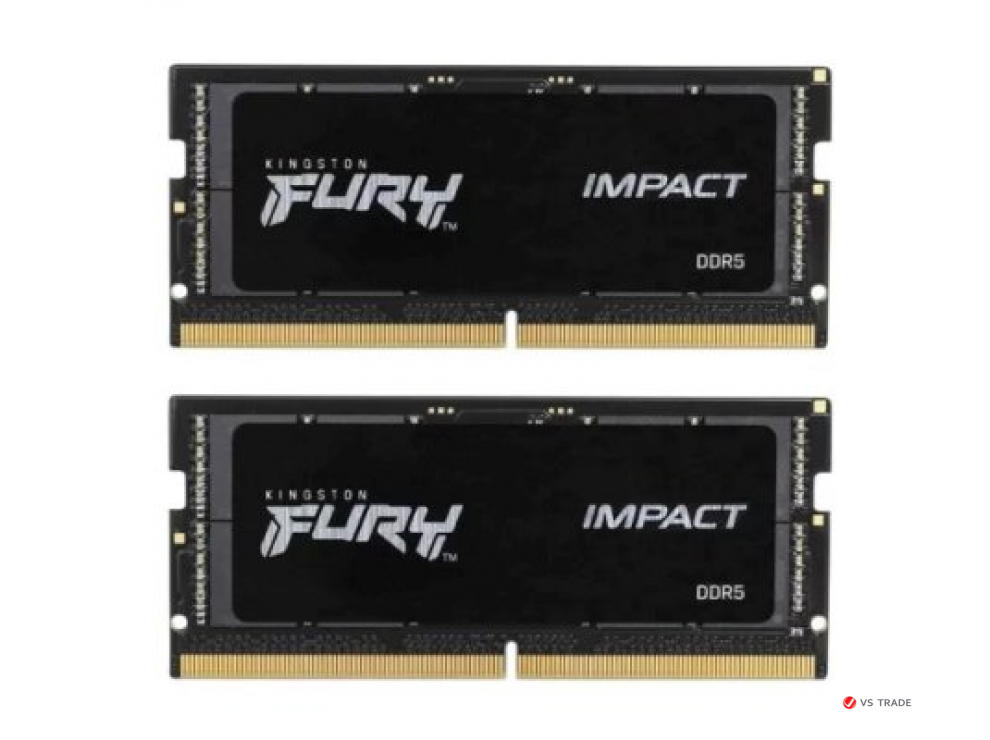 ОЗУ Kingston Fury IMPACT Black, 32Gb (2x16Gb) SODIMM DDR5, CL38, 6400Mt/s, KF564S38IBK2-32